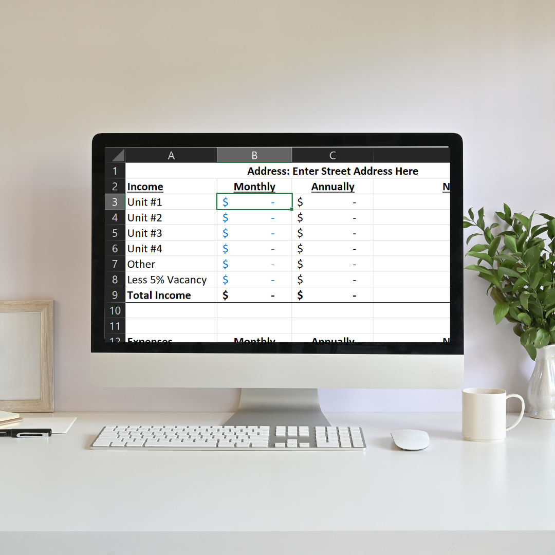 Blind Millionaire - Multi-Family Real Estate Investor Spreadsheet - Profit & Loss Template, House Hacking Analysis, Landlord Tool
